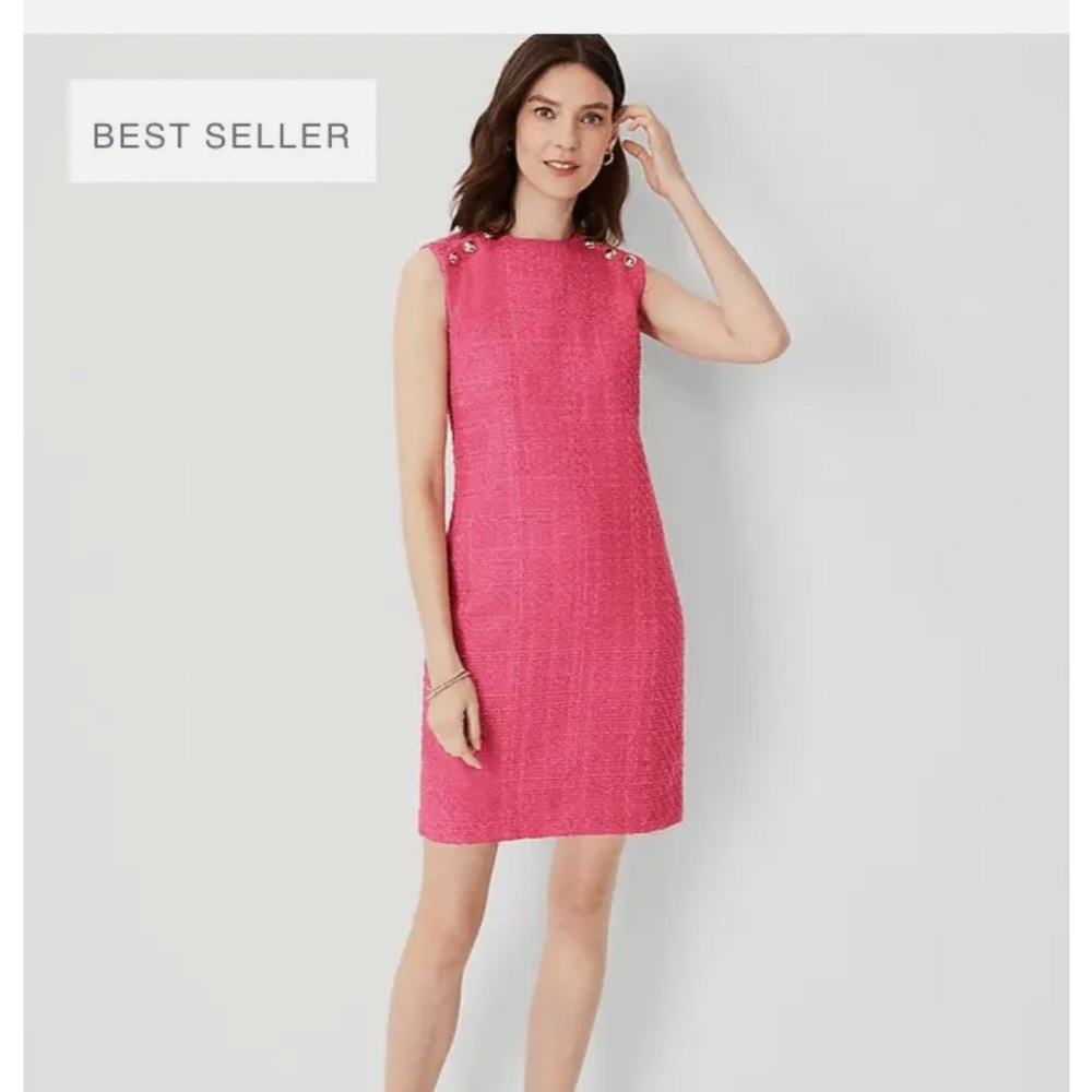 Ann Taylor petite tweed pink dress